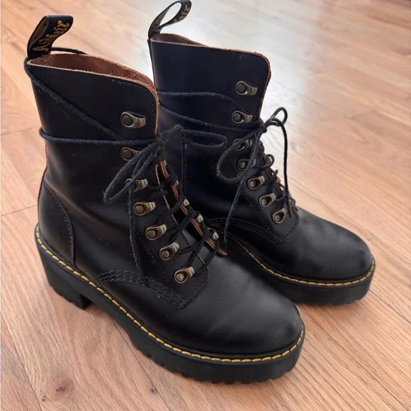 Dr. Martens Black Combat Boots with Rugged Sole - Picture 2 of 6
